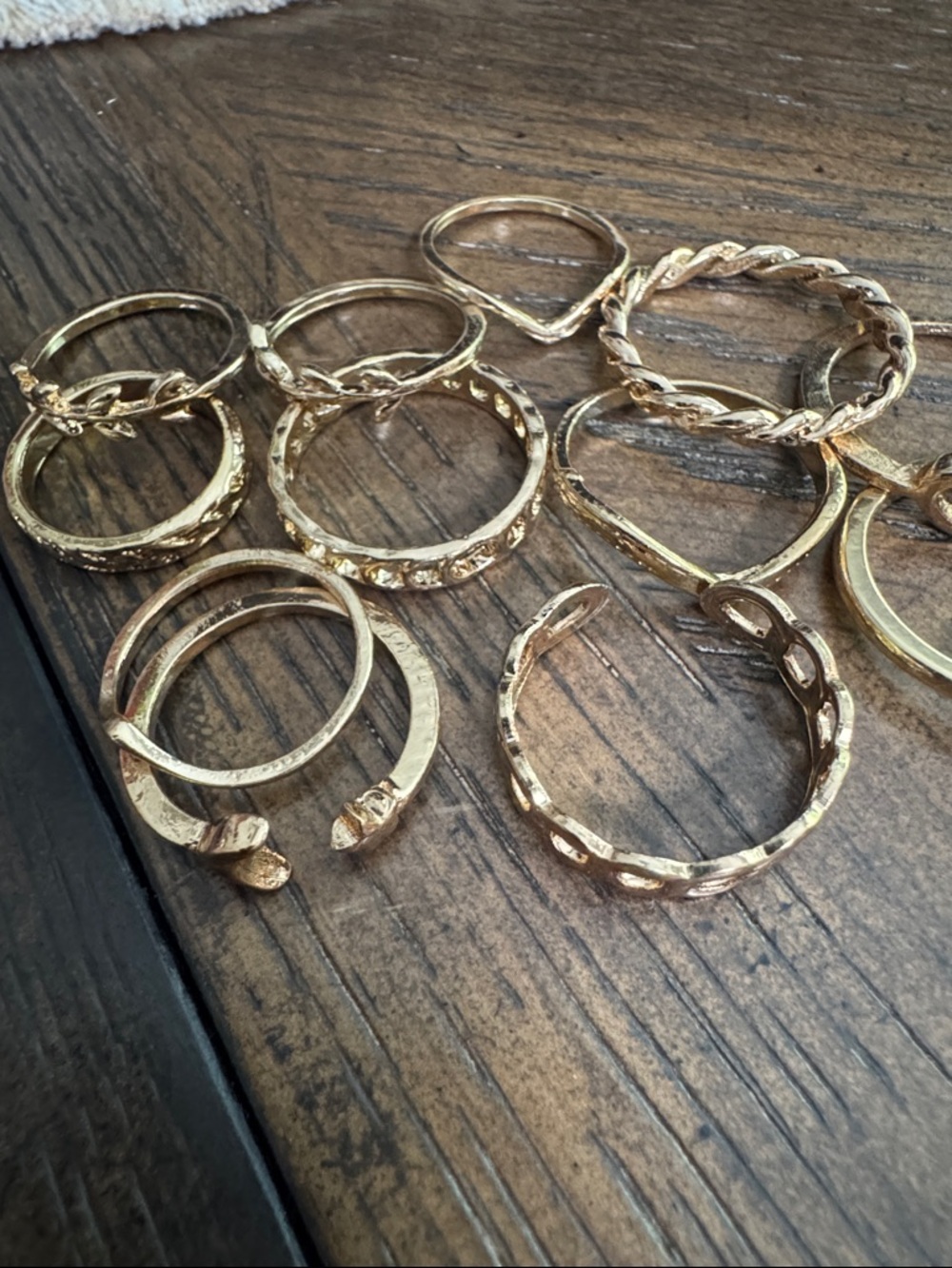 Stackable Women's Ring Set of 14 Gold-Tone - Picture 3 of 3
